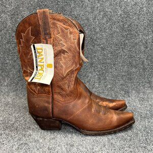 Dan Post Western Boots Women's Size 9 Brown Leather Snip Toe Cowboy Dancing Boot